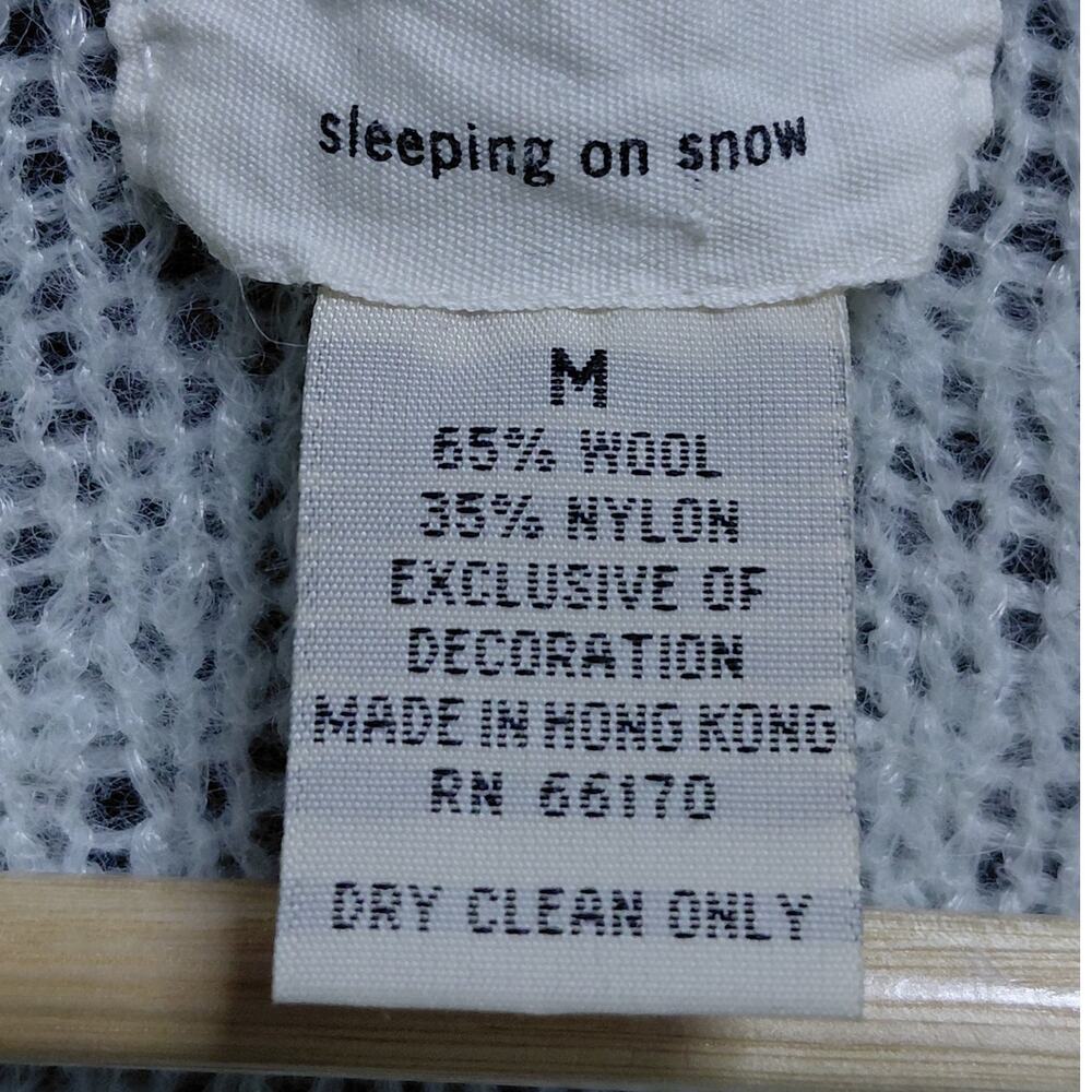 Sleeping on Snow Wool Blend Gray Ribbed Tie Neck Sweater Women Size M - Picture 5 of 10